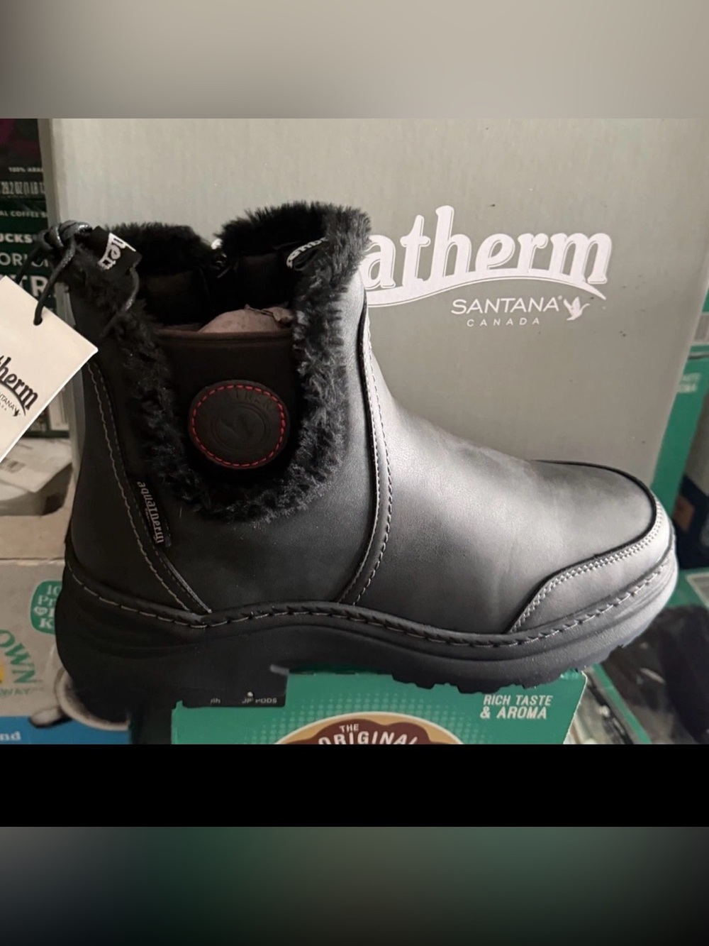 Aquatherm Women’s Aria Pull On Ankle Boots Black Fur Lined Size 10 M US